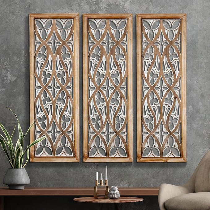 XIAOAIKA Hand Carved Boho Wood Wall Art - Image 7