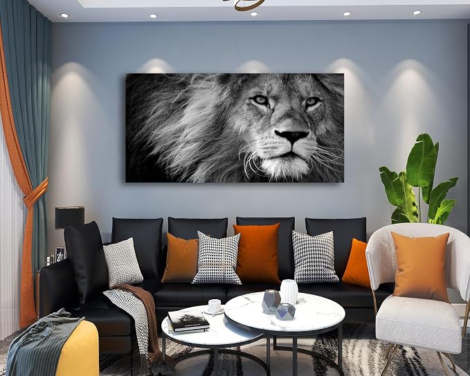 Baisuart Canvas Prints Wall Art Grey lion Stretched Canvas Wooden Framed - Image 3
