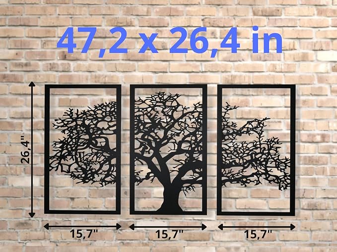 Vailla Tree of Life Wall Art 3pcs Family Tree Wall Decor 3D Wooden Wall Hanging - Image 6