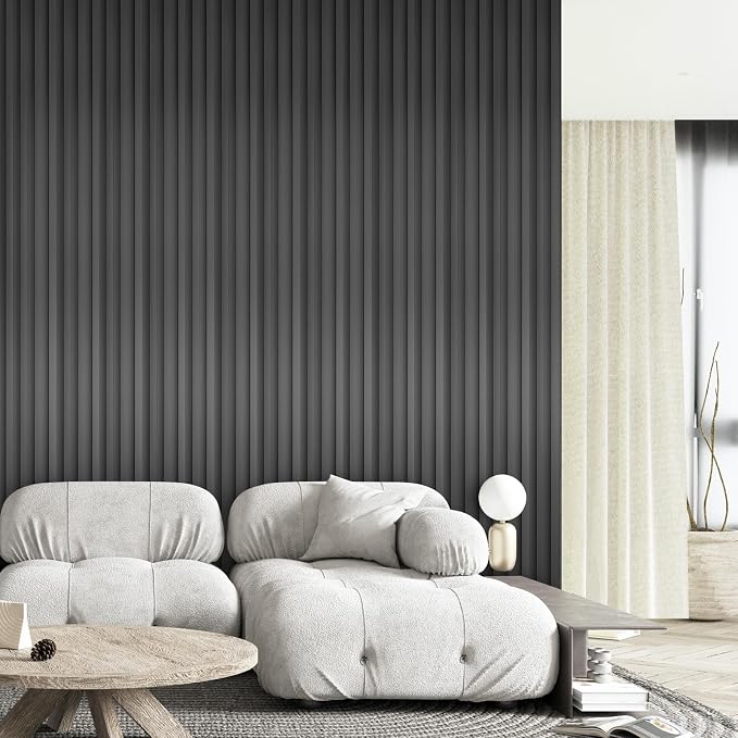 OUZUGIE WPC Acoustic Slat Wall Paneling, Living Room, TV Background, Study Room - Image 2
