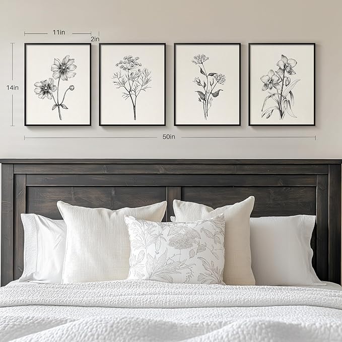 Framed Black and White Floral Wall Art by Cuspin