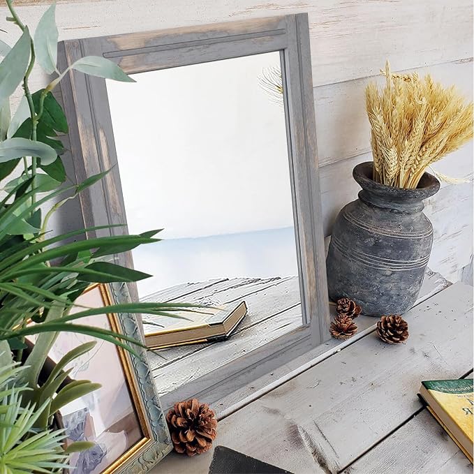 AAZZKANG Wood Framed Mirror Rectangular Rustic Wall Mirrors Decorative Large - Image 6
