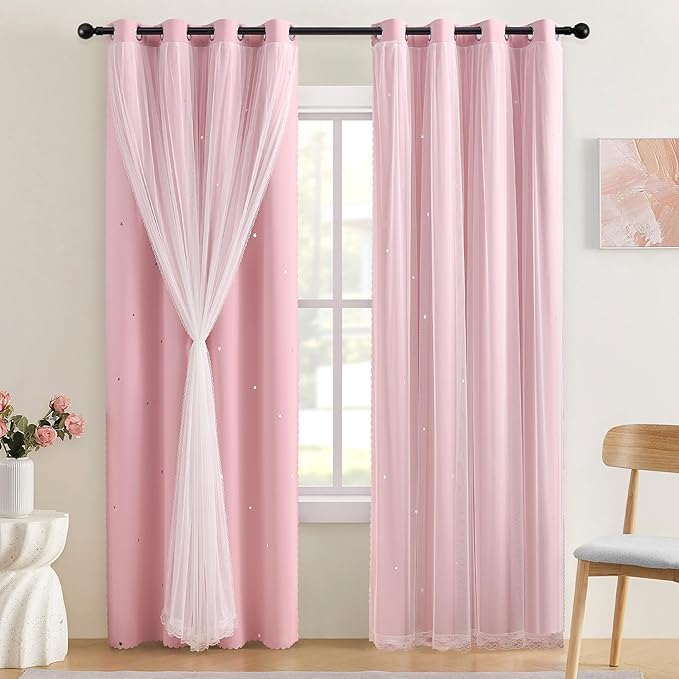XiDi Light Pink Curtains for Bedroom, Girls Room Blackout Curtains, Kids Room by Addsomecolortolife
