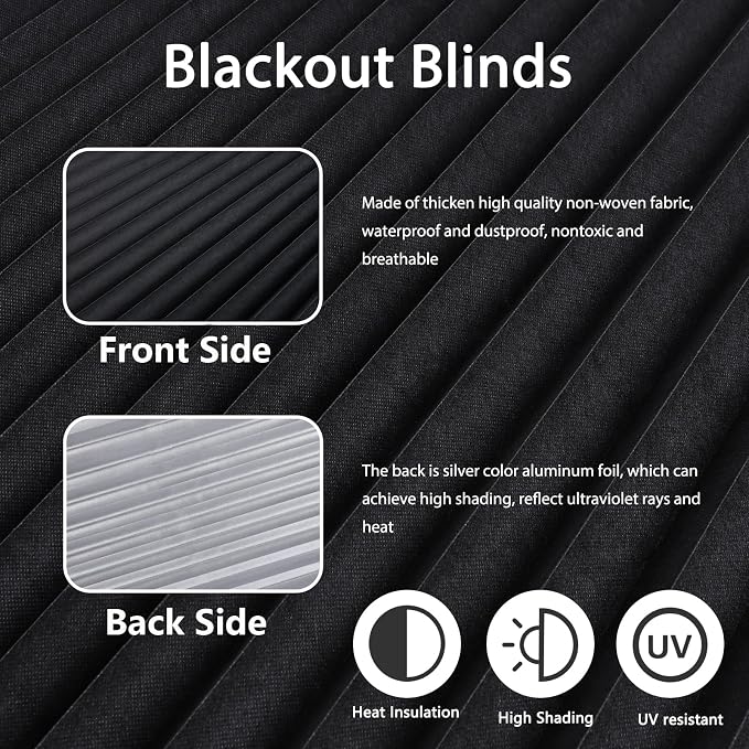 Window Blinds Cordless Blackout No Drill Cut to Size Clip On Stick On Self - Image 5