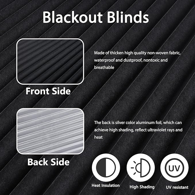 Window Blinds Cordless Blackout No Drill Cut to Size Clip On Stick On Self - Image 5