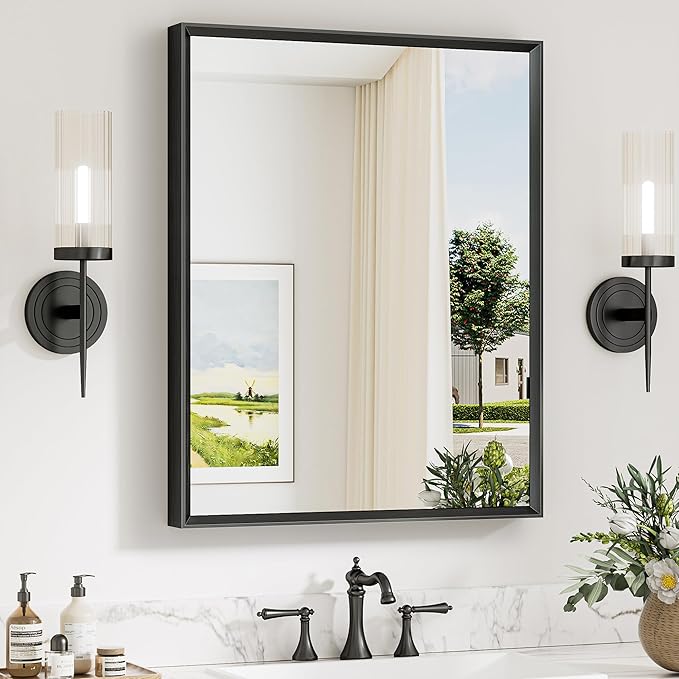 Keonjinn 24 x 30 Inch Black Bathroom Mirrors by Keonjinn