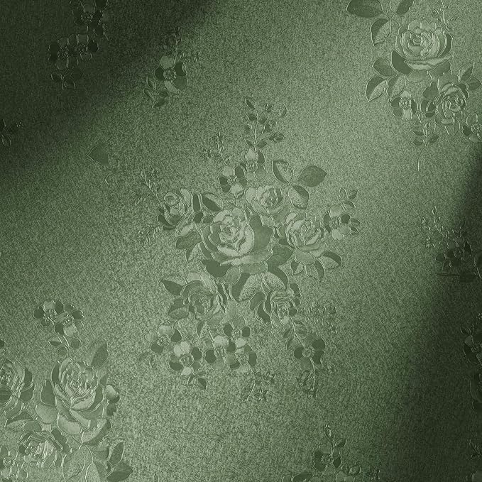 Erfoni 394"x17.7" Green Floral Embossed Wallpaper by Erfoni