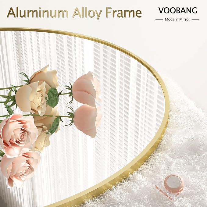 VooBang Round Mirror 36" Gold Wall Mounted Circle Mirrors Vanity Mirror - Image 3