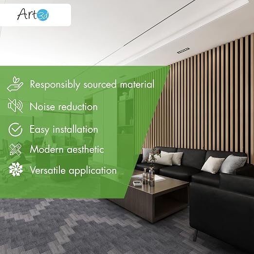 Art3d 4-Pack 12" x 93" Soundproof Wood Slat Panels, 31 sq.ft Acoustic Wall - Image 6
