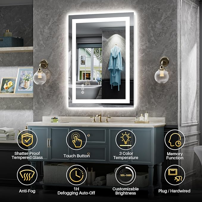 Briivue 24x32 Inch LED Bathroom Mirror - Image 2