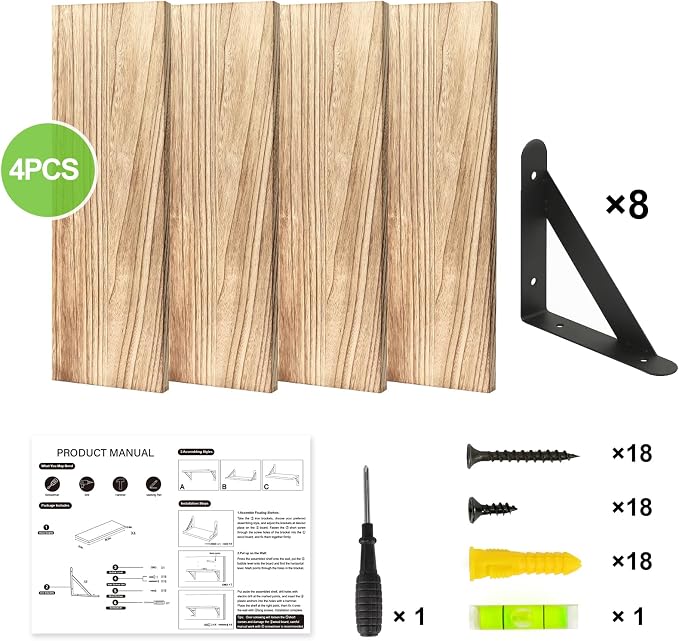 Fixwal Floating Shelves for Wall, Wood Wall Mounted Shelves for Bedroom - Image 5