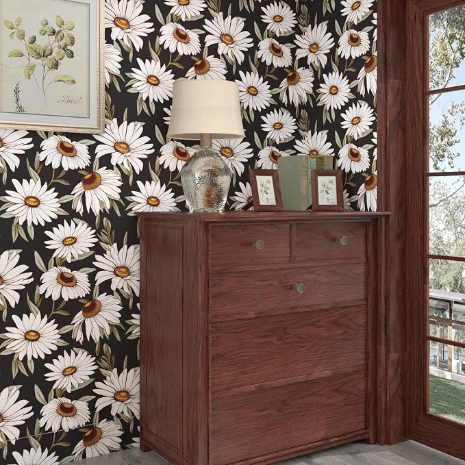 Laatse Boho Wallpaper Peel and Stick Dark Floral Contact Paper 17.5in x 118in - Image 4