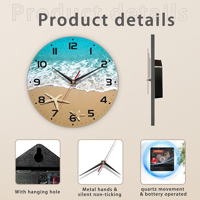 Starfish On A Beach Sand Wall Clock - Image 3