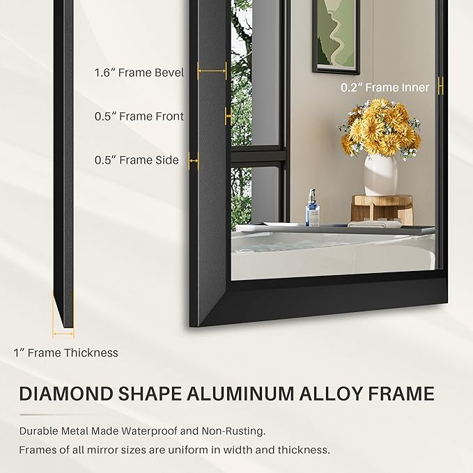 Briivue 55x32 Inch Black Bathroom Mirror - Image 4