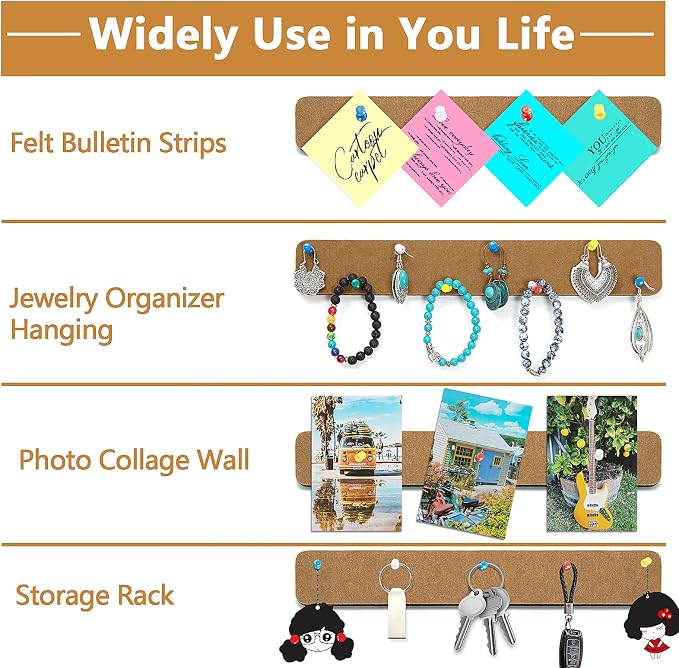 8 Pack Felt Pin Board Bar Strips Bulletin Board - Image 2