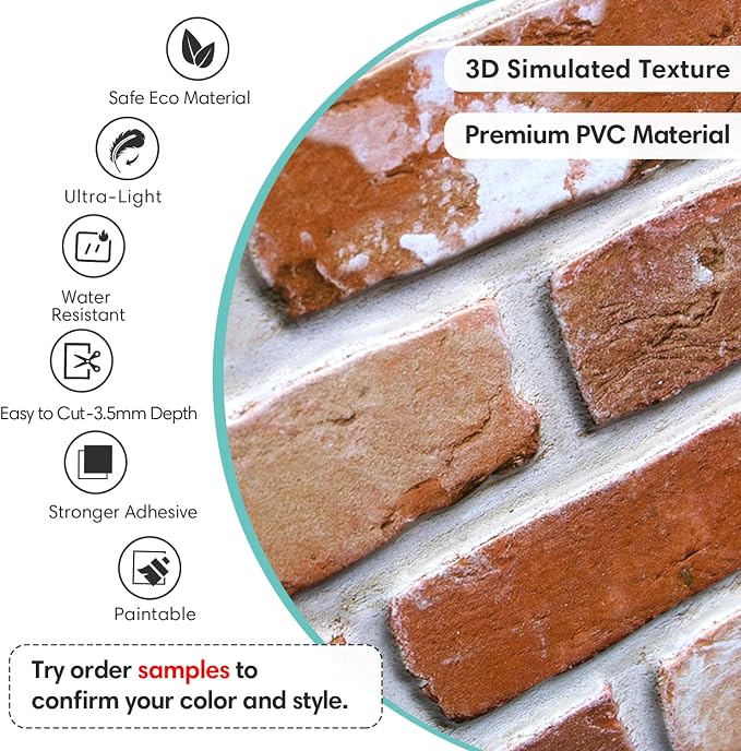Commomy Faux Brick 3D Wall Panels - Image 3