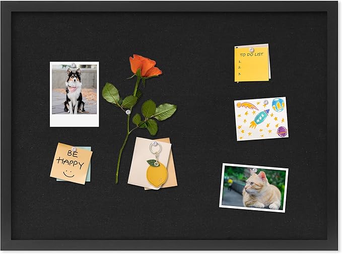 DAHAPYBOO Cork Board with Linen Black, Bulletin Board 23"x17", Corkboards by DAHAPYBOO