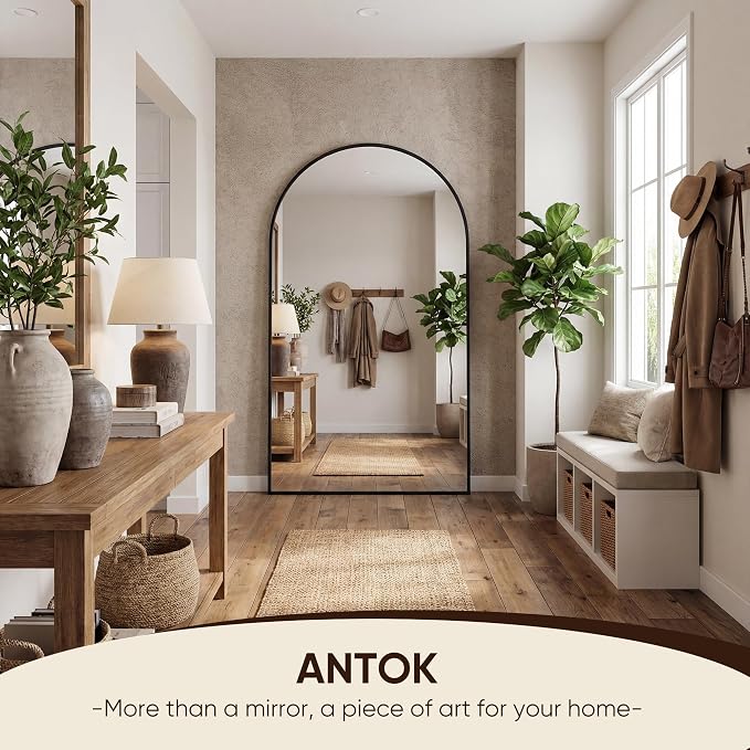 Antok 81" x41” Arched Full Length Floor Mirror, Free Standing/Wall Mount/Leaning - Image 4