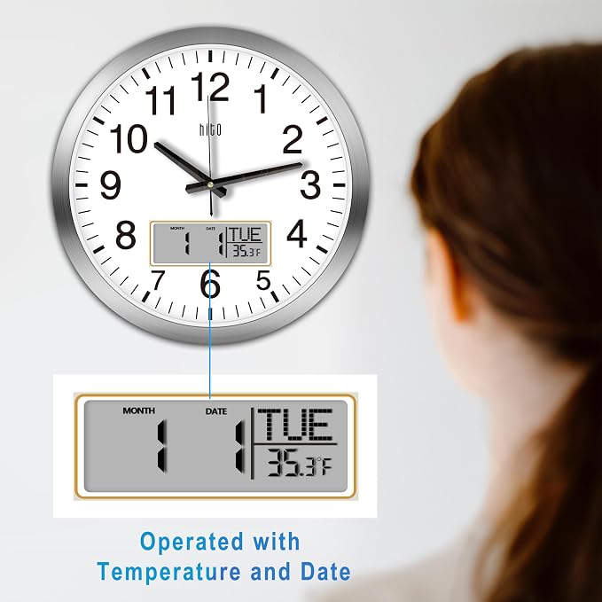 HITO 14 Inch Silent Wall Clock Battery Operated - Image 3