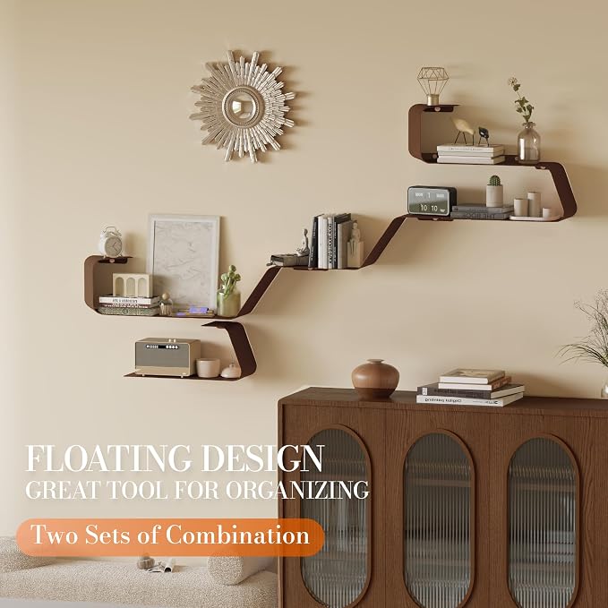 Sttoraboks Floating Wall Shelves Set of 3, Metal Mounted Shelf - Image 8