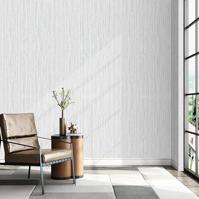 Beige Grey Grasscloth Wallpaper Peel and Stick 15.74" X 472.44" Removable - Image 2