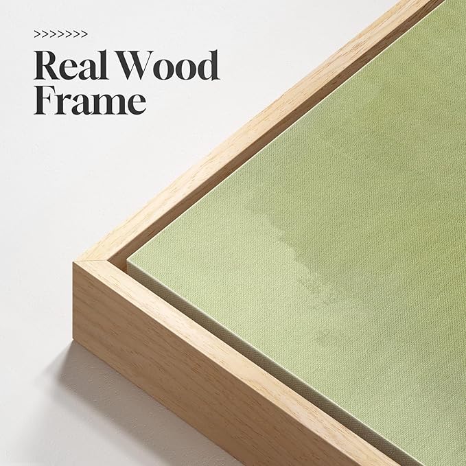 Framed Green Abstract Botanical Wall Art, Modern Minimalist Sage Green Canvas - Image 5
