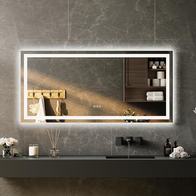 LED Bathroom Mirror 55 x 26 inch, Lighted Bathroom Vanity Mirror - Image 2