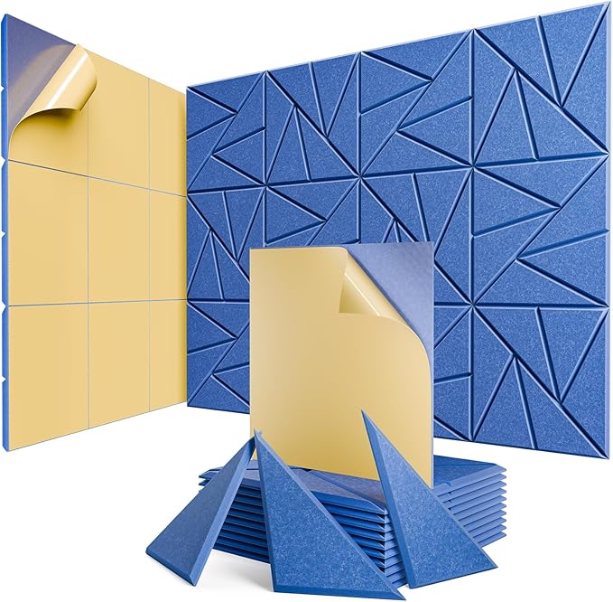 12 Pack Acoustic Panels with Self-Adhesive, Sound Panels High Density, by ROOME