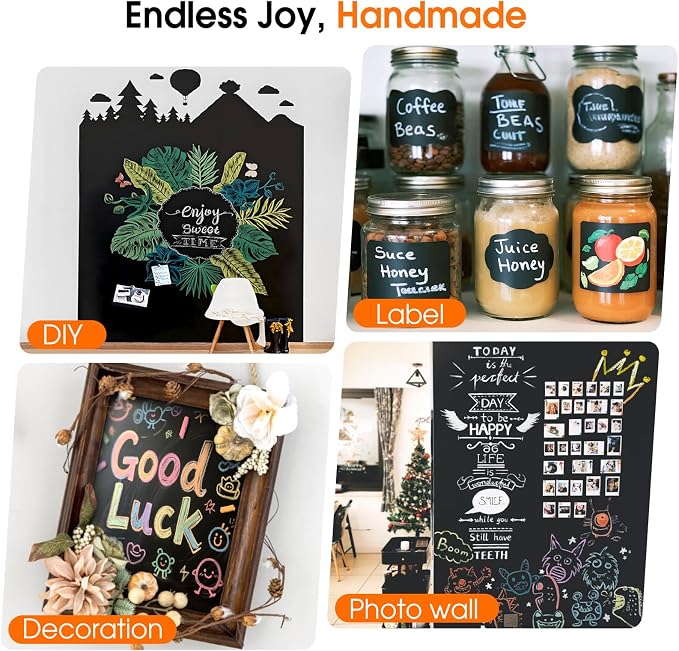 Chalkboard Wallpaper Peel and Stick, 35.4"x78.7" Blackboard Contact Paper Self - Image 4