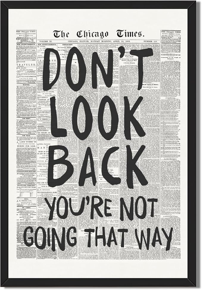 Framed Retro Newspaper Wall Art Trendy Black and White Poster Dont Look Back by Unknown