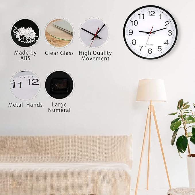 OceeK 12 Inch Wall Clock, Modern Wall Clocks Battery Operated, Silent - Image 5