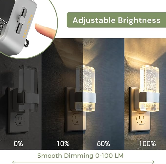 L LOHAS LED Night Light, Dimmable Night Lights Plug into Wall, 2 Pack Acrylic - Image 3