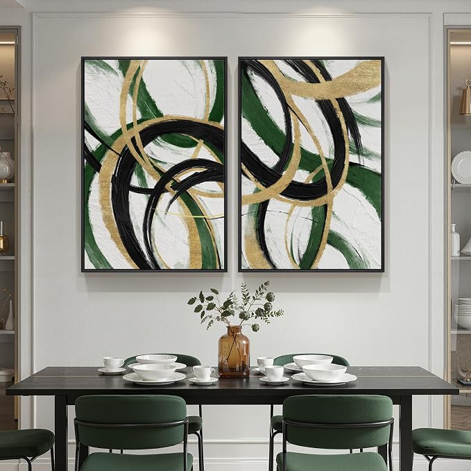 Framed Green Abstract Wall Art Set of 2 - Image 8