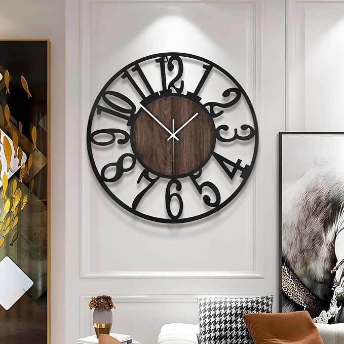 Large Wall Clock for Living Room Decor, 24 Inch Non Ticking Silent, Battery - Image 3