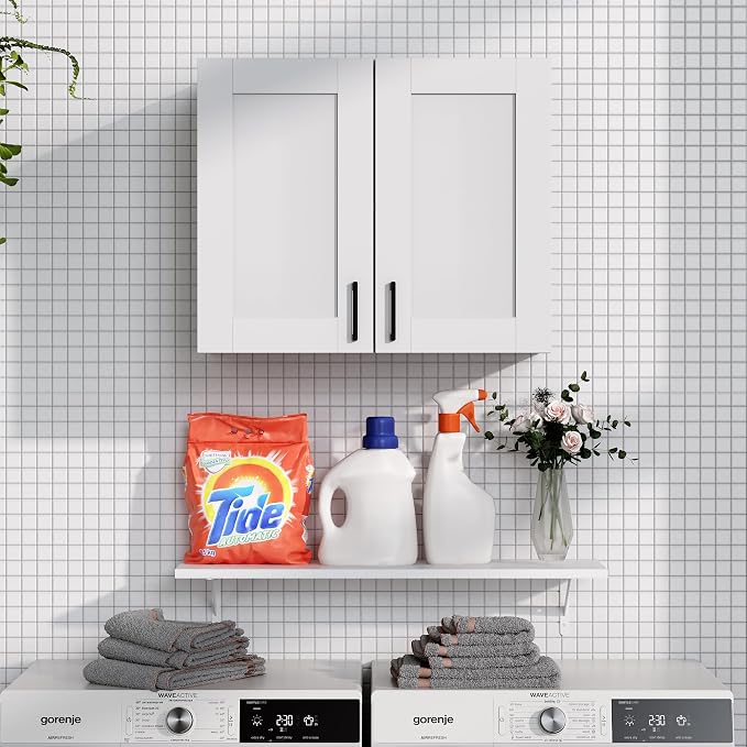 White Laundry Room Cabinets and Storage - Image 2