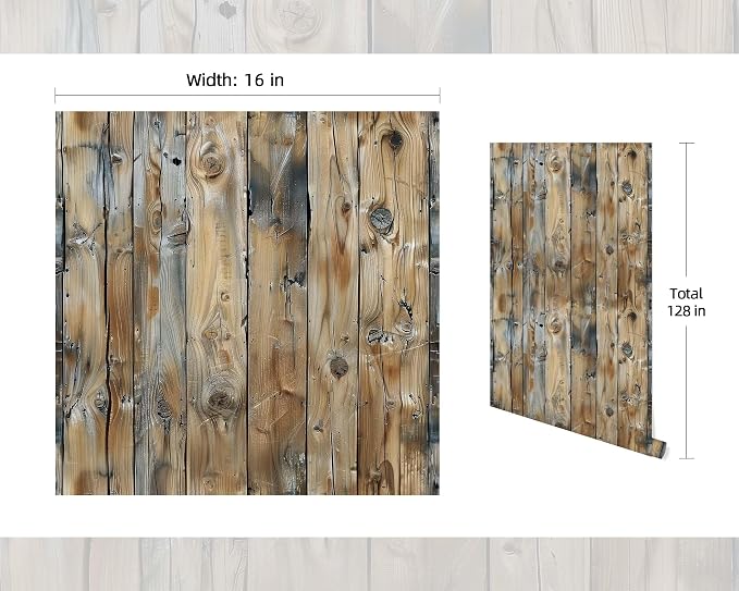 FLFK Rustic Wood Wallpaper, Peel and Stick Wood Grain Wall Mural - Image 2