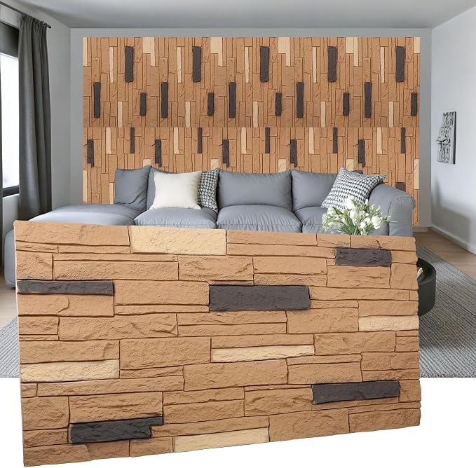 OUZUGIE 4 PCS Faux Stone Wall Panel 47.2’’ x 23.6’’ Interior Exterior Wall by OUZUGIE