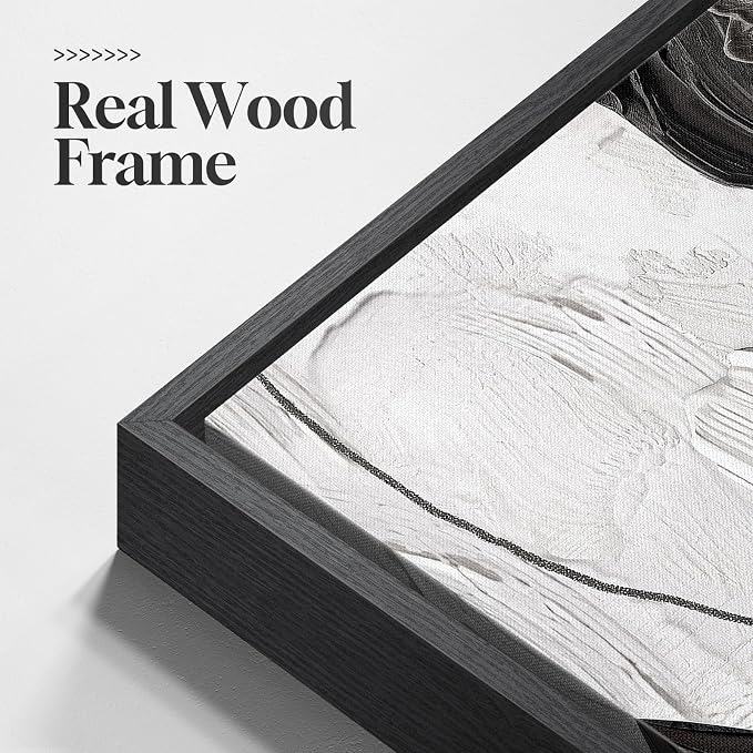Framed Black and White Modern Abstract Wall Art, 3 Piece Canvas Prints - Image 5