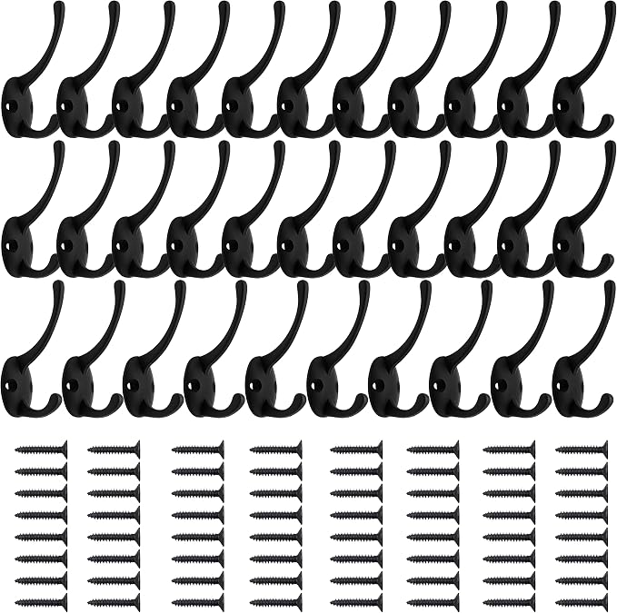 IBosins 32 Pack Black Coat Hooks Wall Mounted - Image 2
