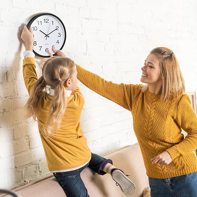 Inbagi 12 Pieces Silent Wall Clock Large 12 Inches Quartz Analog Clock Non - Image 3