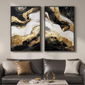 Framed Gold Abstract Wall Art Set of 2 by MXART