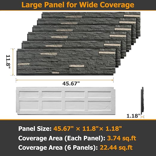 ROOMTEC 6-Packs Faux Stone Wall Covering Panels - Image 2