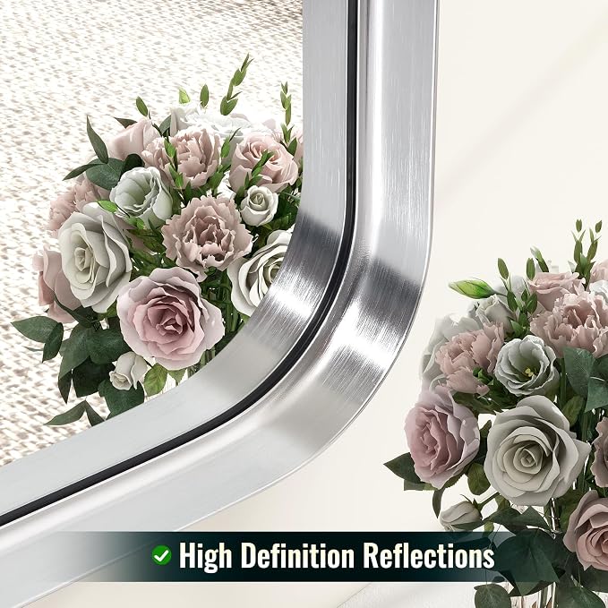 Easly Silver Bathroom Mirror for Wall, 36x24 Inch Rectangular Aluminum Alloy - Image 5