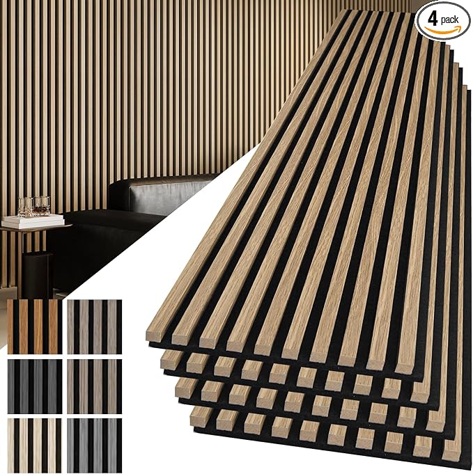 Art3d 4-Pack 108" x 12" Acoustic Wood Panels by Art3d