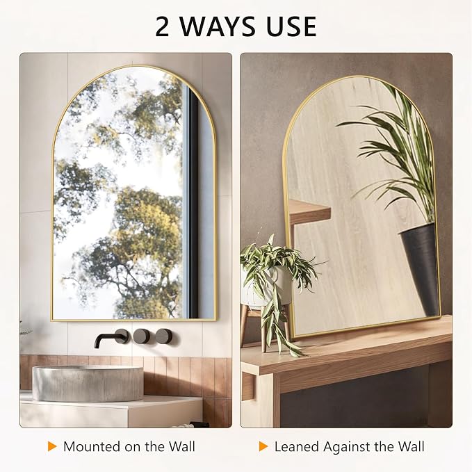 Arched Bathroom Mirror for Wall, HD Glass Over Sink for Bathroom - Image 5