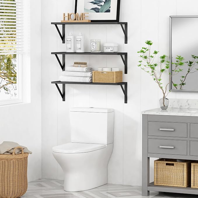 Forbena Large Floating Shelves for Wall 24 Inch Long Set of 3, 8 in Deep Wall - Image 5