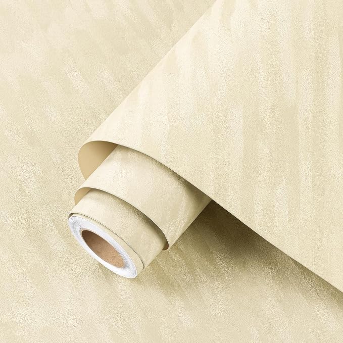 ReWallpaper 30inx16.5ft Beige Wallpaper Peel and Stick Modern Velvet Flocked - Image 9