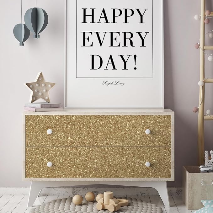 CHIHUT Champagne Gold Glitter Contact Paper Peel and Stick Wallpaper Sparkle - Image 4