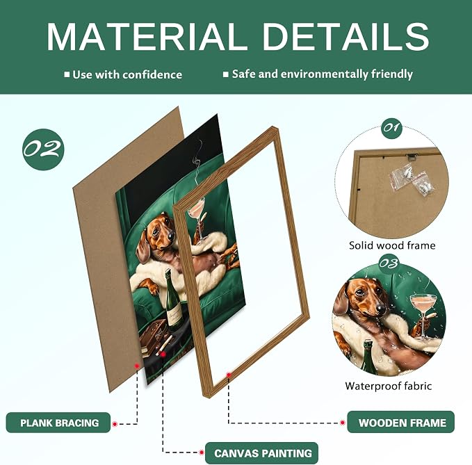 Framed Funny Dachshund Wall Art, Playful Dog Canvas Print - Image 5