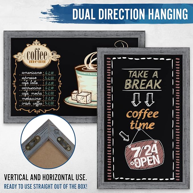 HBCY Creations Rustic Grey Wooden Magnetic Wall Chalkboard, Extra Large Size - Image 3